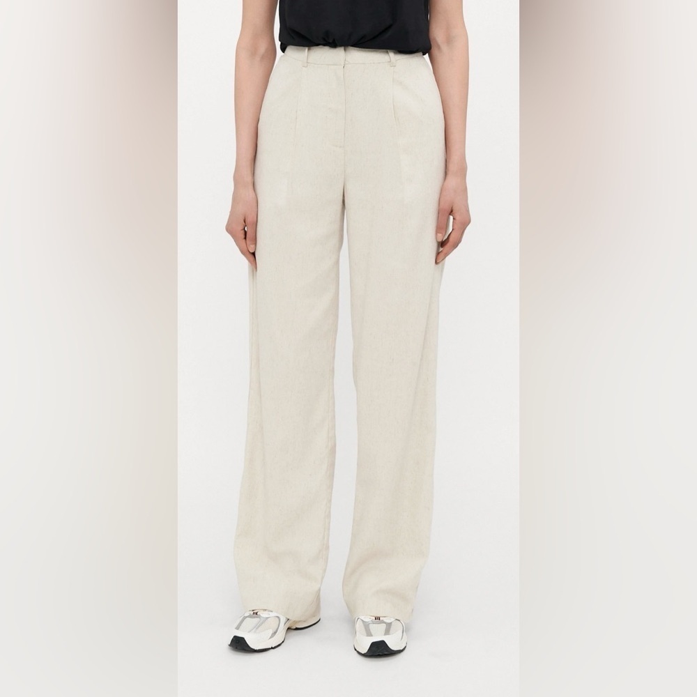 Vero Moda Closet Staple Pleated Trousers Wide Leg Linen Blend Size Medium NWT